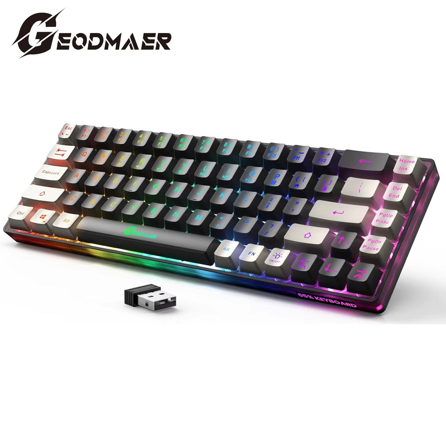 Wireless Gaming Keyboard Rechargeable Backlit Gaming Keyboard 68 Keys Anti-Ghosting No-Conflict 2.4G Keyboard for PC